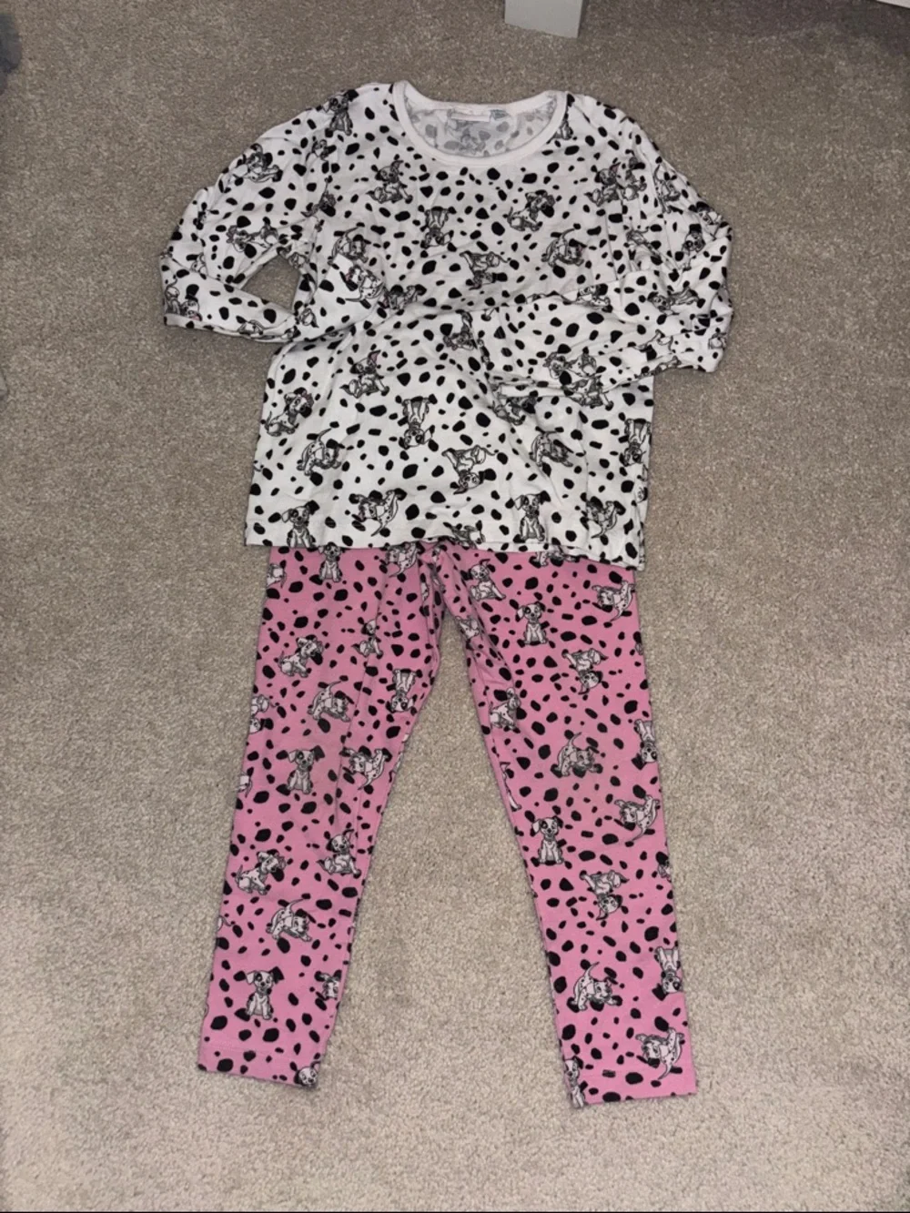 Disney Dalmatian Print Two-Piece Pajama Set - White & Pink - Picture 2 of 2